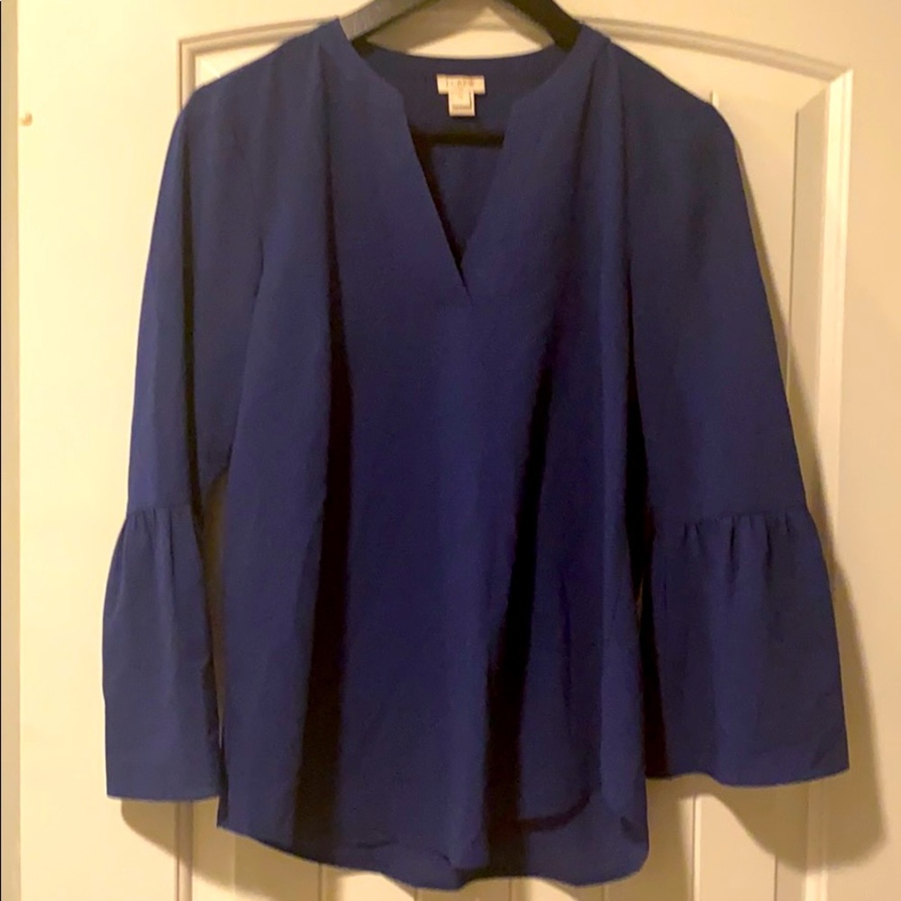 J Crew indigo bell sleeve blouse